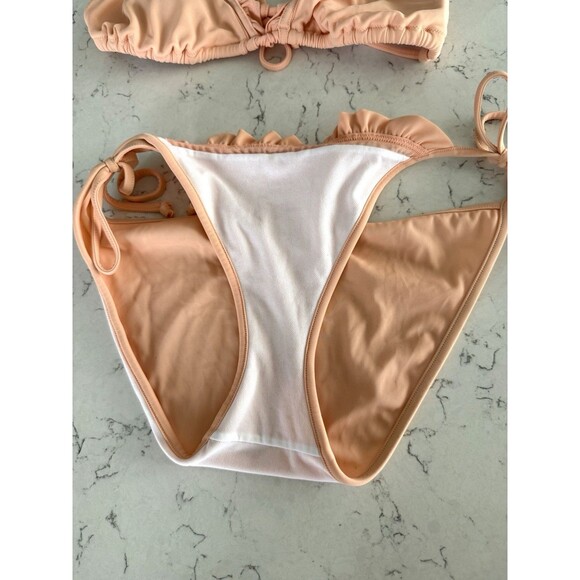 Vintage Y2K Victoria’s Secret Peach Ruffle Coquette Bikini Set Tie M - Picture 5 of 7